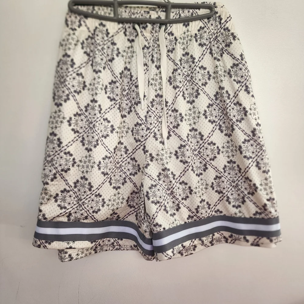 Aeropostale Mens 2xl Floral Diamond Print Mesh Shorts Surf Athleisure Boho